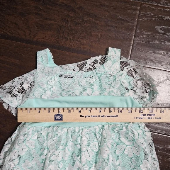 Forever Me Girls 2 Piece Mint Green & White Capri/Lace Tunic Set Size 6 - Picture 12 of 15